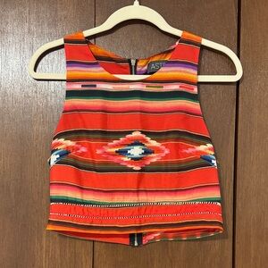 ASTR Bright Orange Aztec Stripe Crop Top